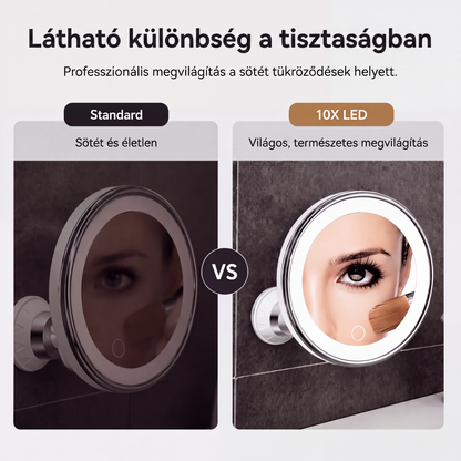 🔥 Lusterko Powiększające 10x z LED – Idealne do Makijażu i Pielęgnacji, Przyssawka w Zestawie
