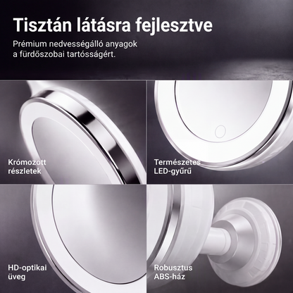 🔥 Lusterko Powiększające 10x z LED – Idealne do Makijażu i Pielęgnacji, Przyssawka w Zestawie