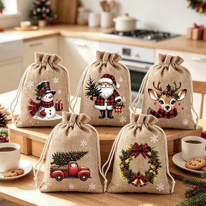 🎄 Torebki na Prezenty ze Sznurkiem – Stylowe, Wielokrotnego Użytku, Idealne na Święta 🎁